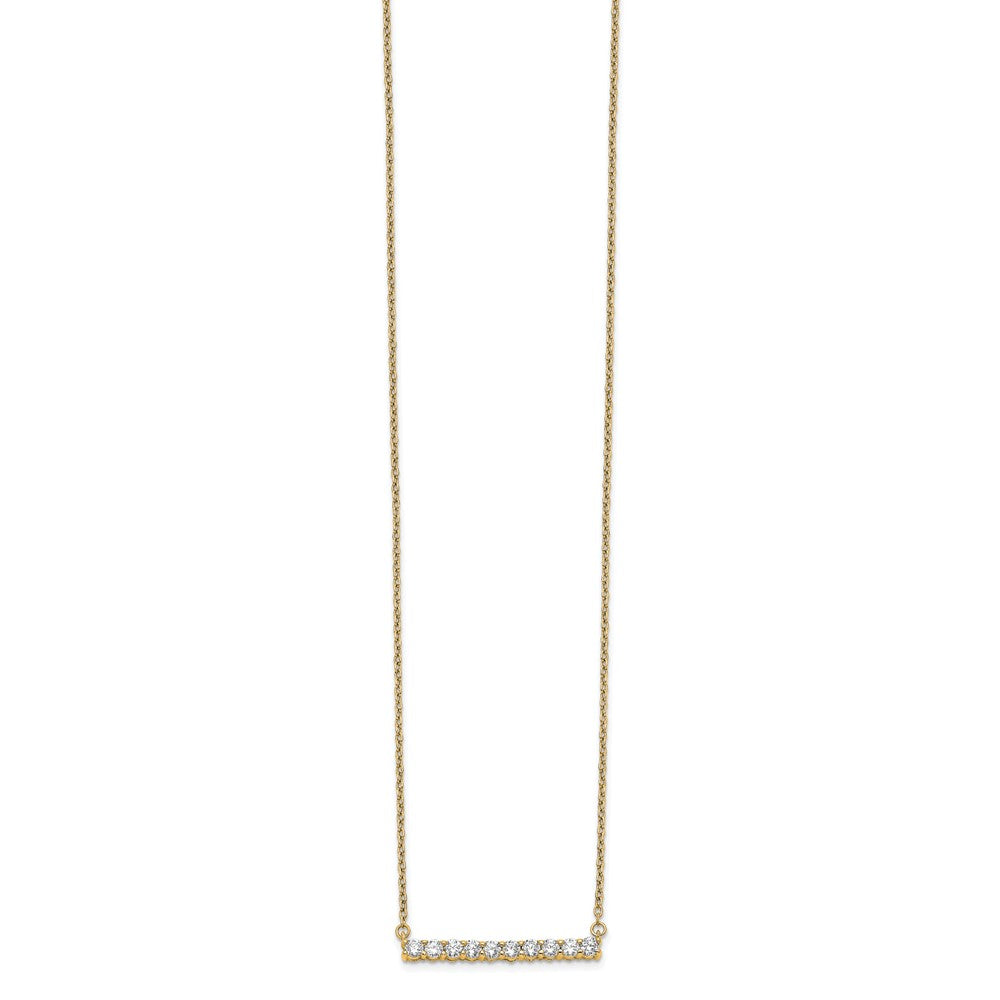 14K Gelbgold Poliert 1/2 Karat Diamant Stab 18 Zoll Halskette