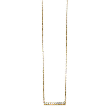 14K Gelbgold Poliert 1/2 Karat Diamant Stab 18 Zoll Halskette