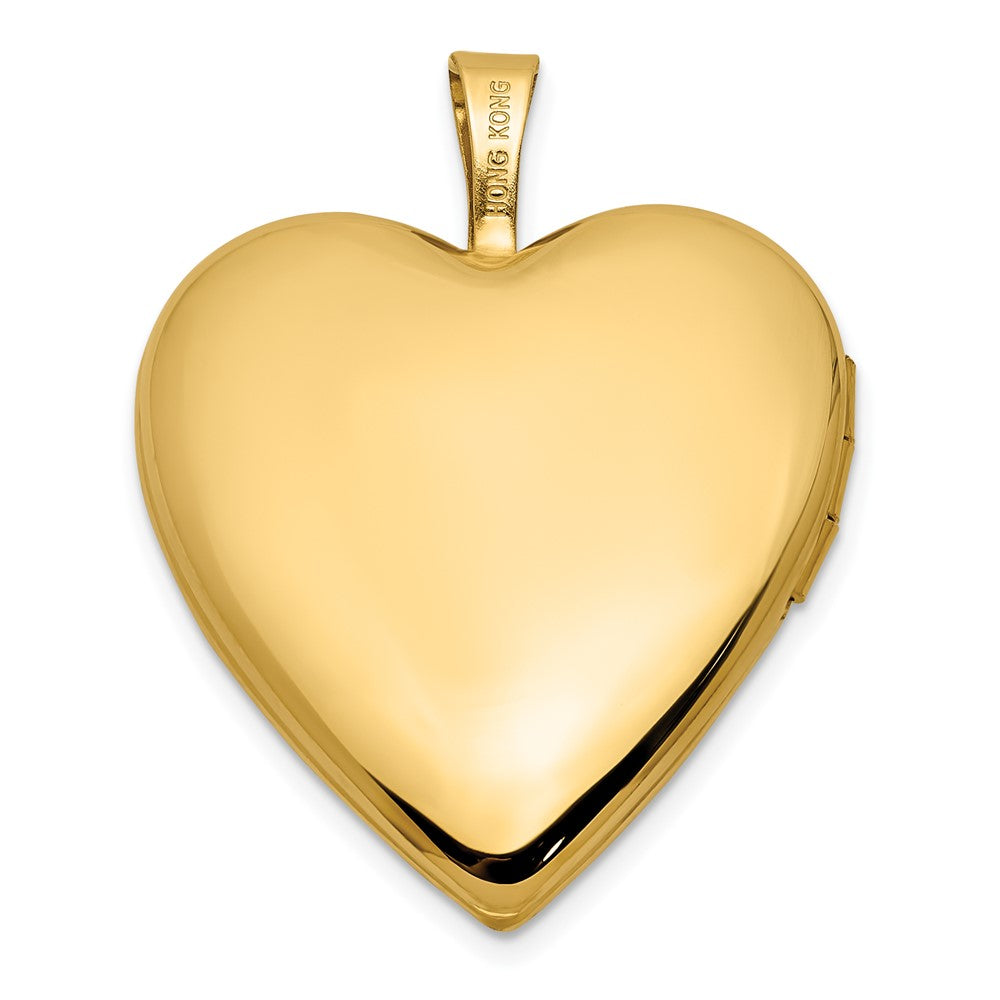 14K Gelbgold Satiniert und Poliert Engel Flügel 20mm Herz Medaillon