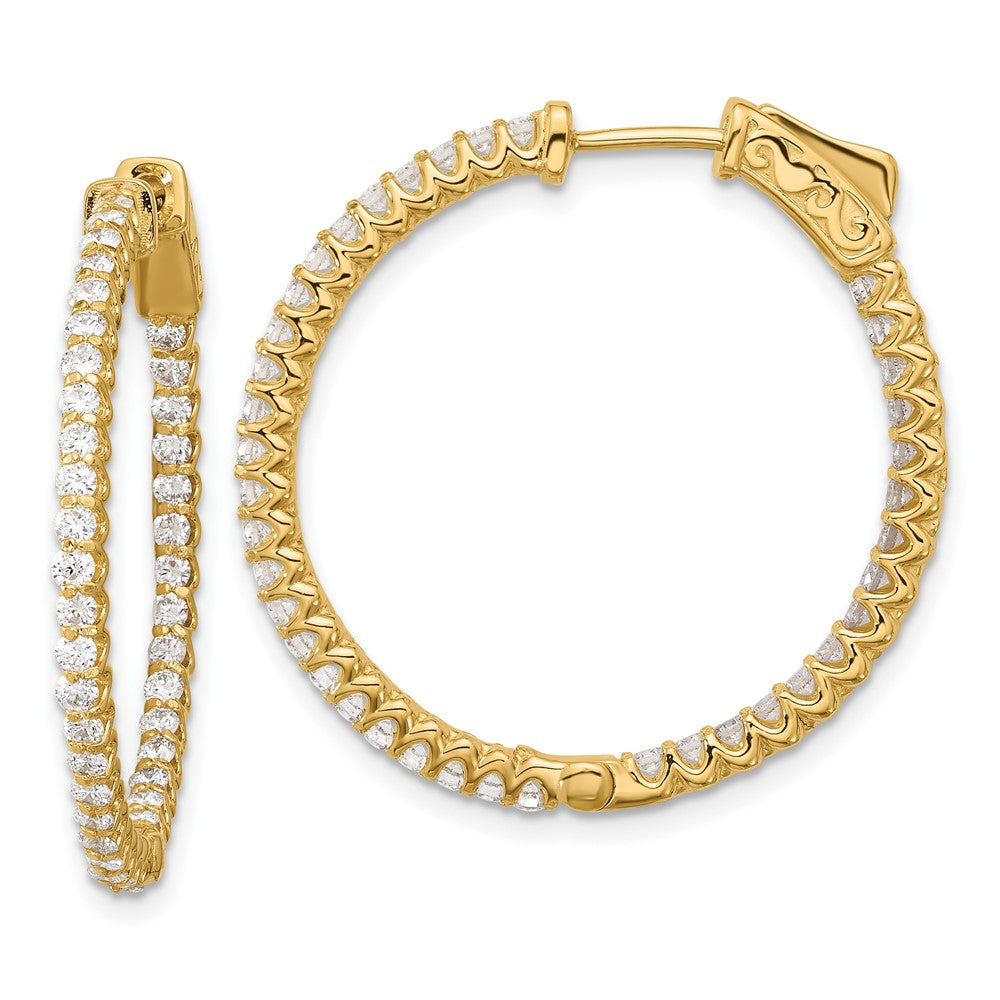 14K Gelbgold 1.56 Karat Diamant In/out Creole mit Sicherheits Verschluss Ohrringe