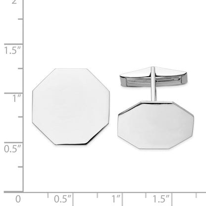 14K Weißgold Herren Octagonal Manschette Knöpfe