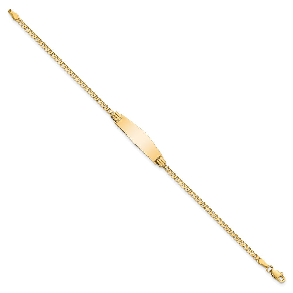 14K Gelbgold Poliert Massiv Kette/solid Platte Panzer Glieder Weich Diamant Form 24.5x7.8mm Platte 7 Zoll Id Armband