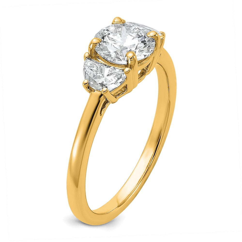 14K Gelbgold 3/8 Karat Im Labor Gezüchtet Diamant Vs+ F+ 1 Karat Mittig Rund Halbfassung Dreistein Verlobungsring