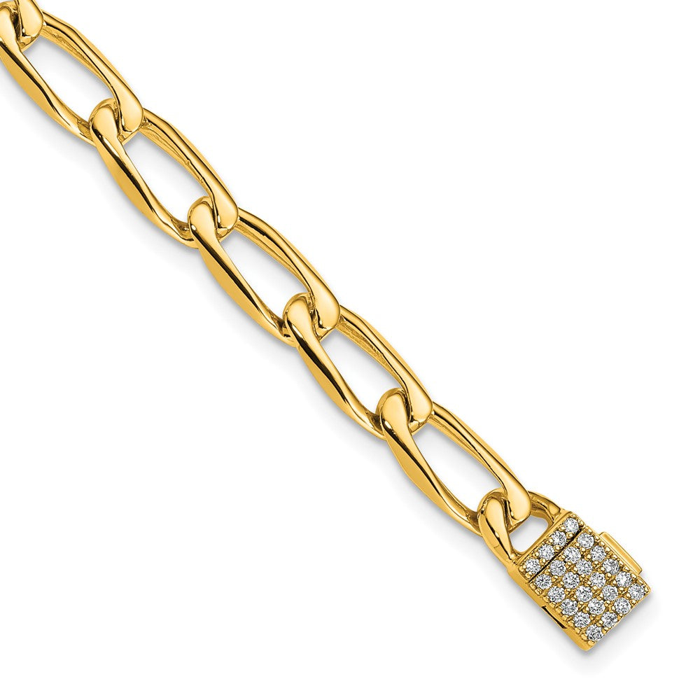 14K Gelbgold Hand-polished 5.9mm Offen Glieder 1.65 Karat Diamant Verschluss Armband