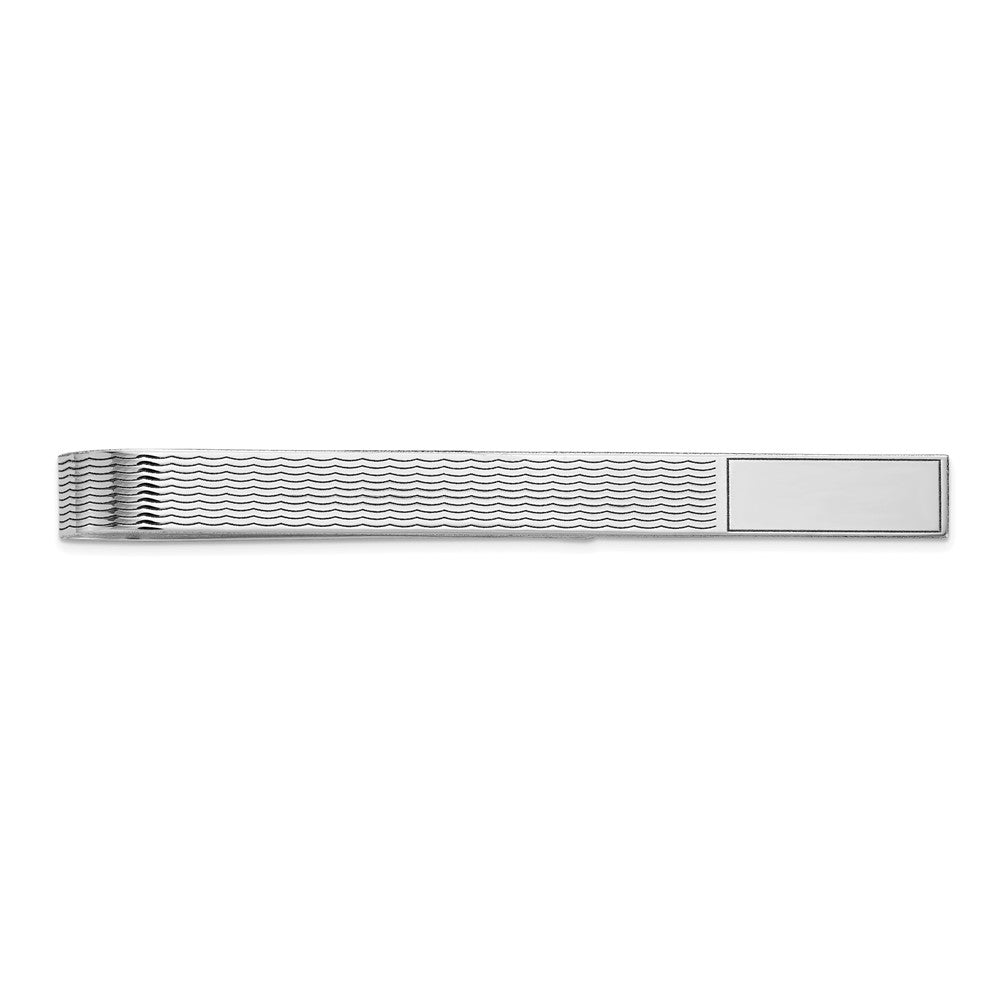 14K Weißgold Gerillt Gravierbar Krawatten Stab