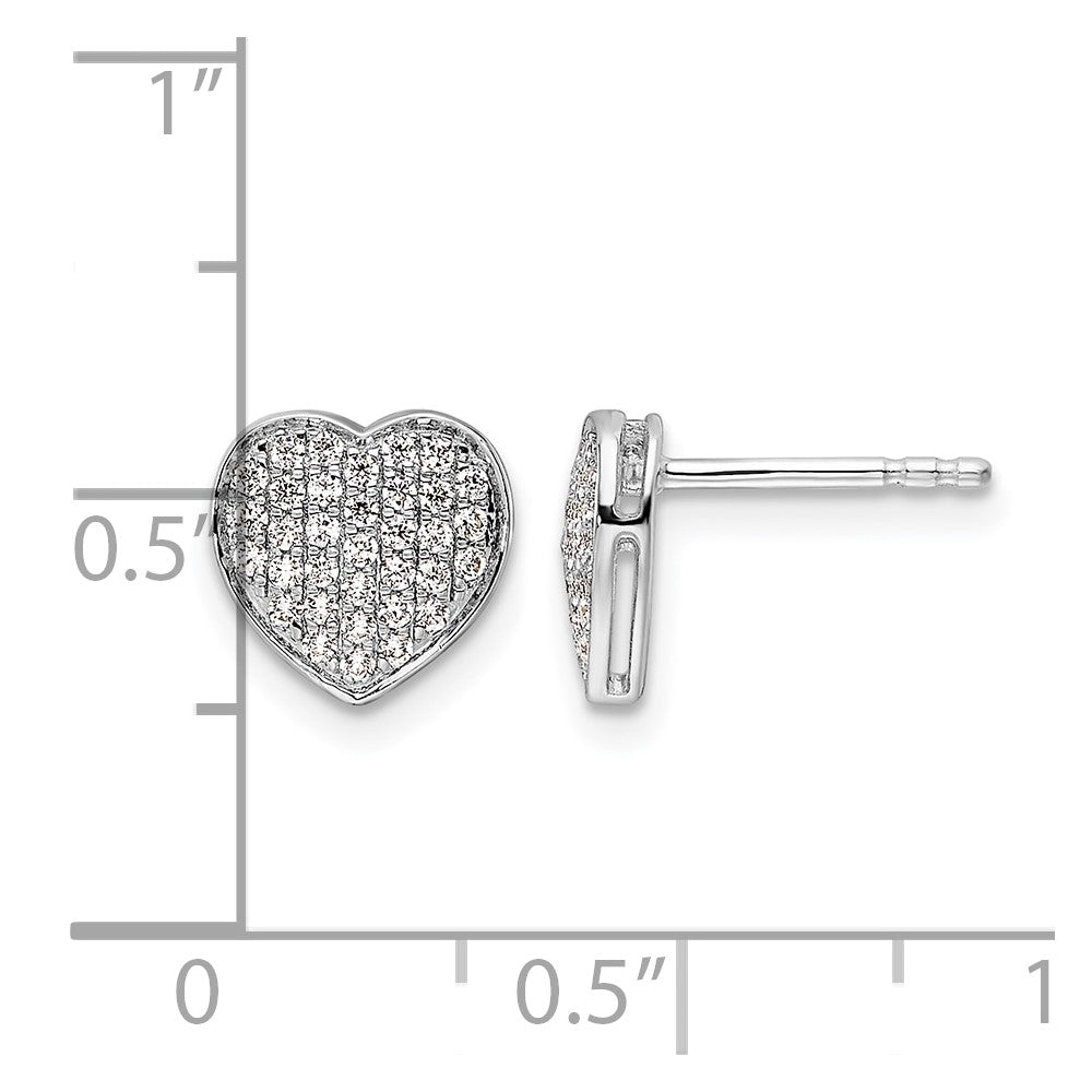 14K Weißgold Ohrstecker mit Herz-Pavé und 0,33K Diamanten