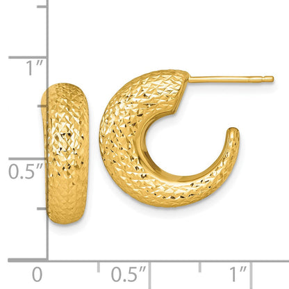 14K Gelbgold Poliert Diamantiert Hohl C-hoop Ohrstecker