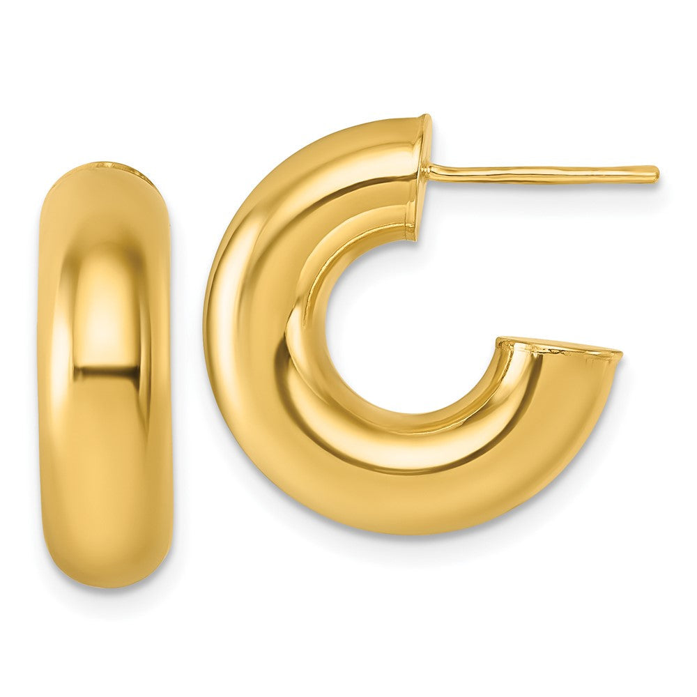 14K Gelbgold Poliert 6.00 X 20mm Röhre C-hoop Ohrstecker