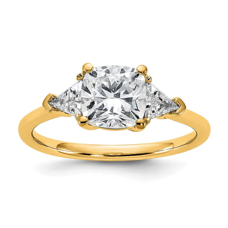14K Gelbgold 1/2 Karat Im Labor Gezüchtet Diamant Vs/si+ G+ Dreieck 1 1/2 Karat Kissen Mittig Halbfassung Dreistein Verlobungsring