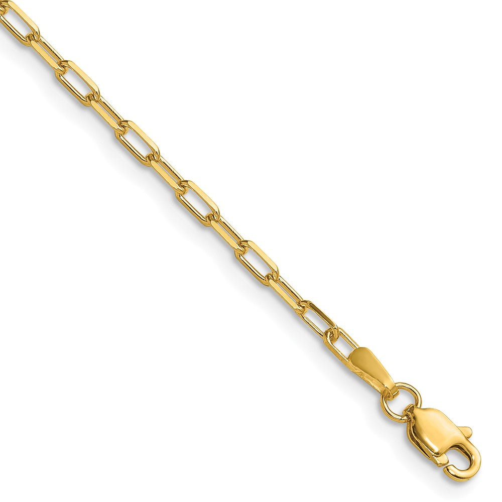 14K Gelbgold 2.1mm Massiv Abgeschrägt Büroklammer Kette Fußkettchen