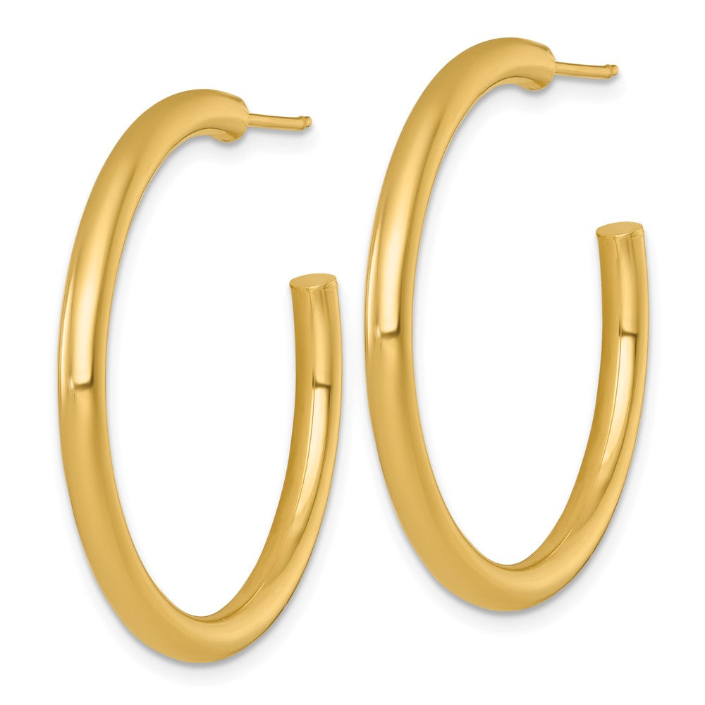 14K Gelbgold Poliert 3.0 X 35mm Röhre C-hoop Ohrstecker