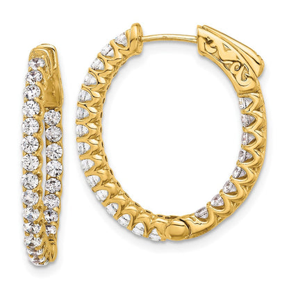 14K Gelbgold 1.6 Karat Diamant In/out Oval Creole mit Sicherheits Verschluss Ohrringe