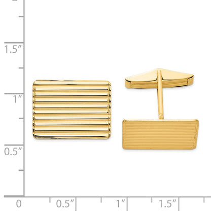 14K Gelbgold Herren Gerillt Manschette Knöpfe