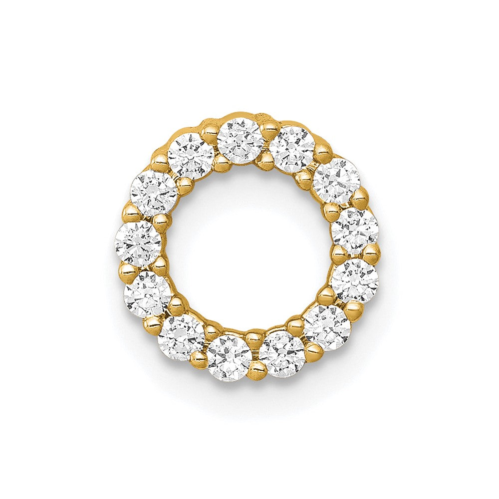 14K Gelbgold Poliert 1/4 Karat Diamant Kreis Kette Anhänger