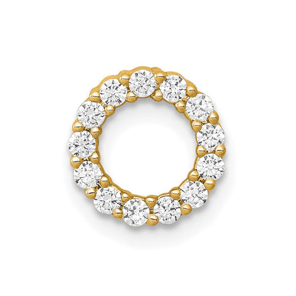 14K Gelbgold Poliert 1/4 Karat Diamant Kreis Kette Anhänger