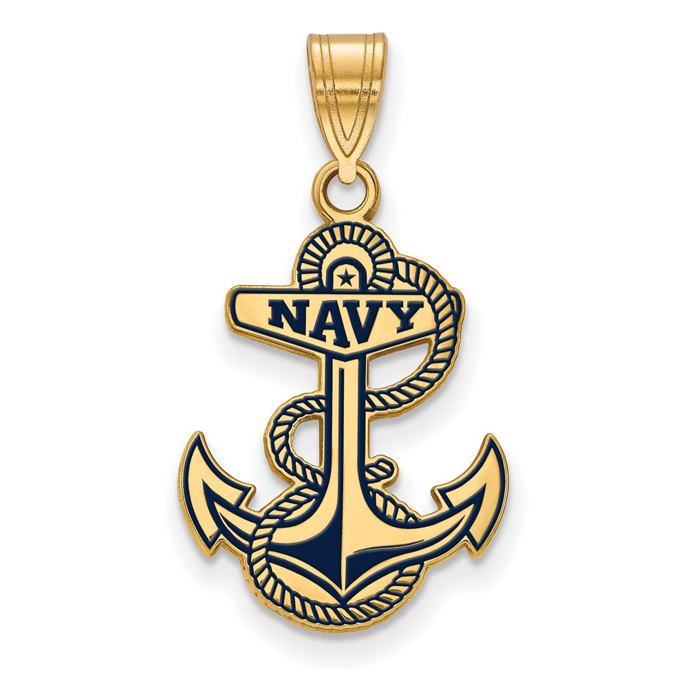 14K Gelbgold Gold Logoart Us Naval Akademie Groß Emailliert Anhänger