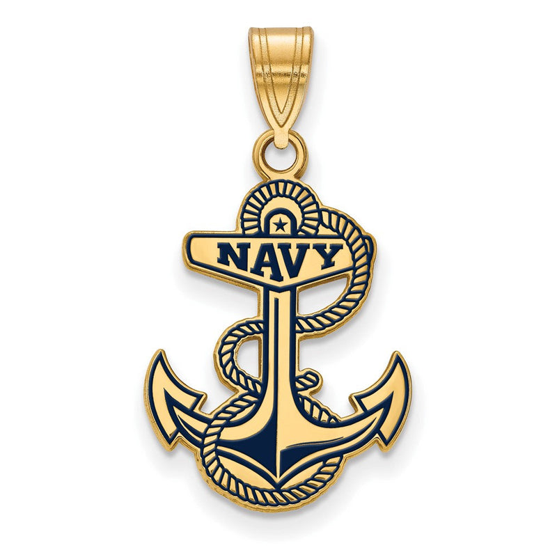 14K Gelbgold Gold Logoart Us Naval Akademie Groß Emailliert Anhänger