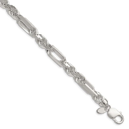 Sterlingsilber 8mm Diamantiert Figarope Kette