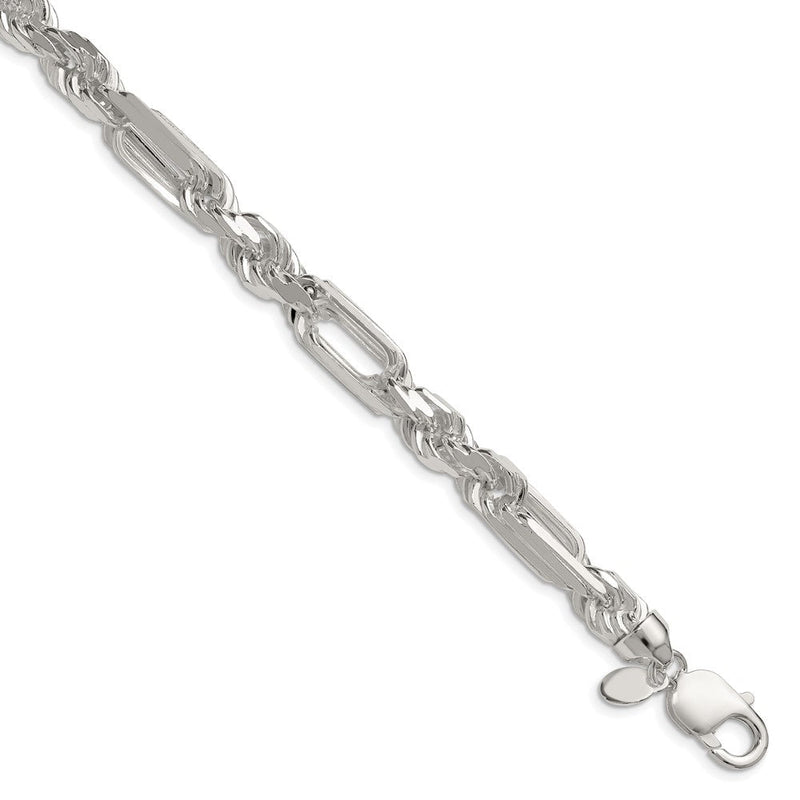 Sterlingsilber 8mm Diamantiert Figarope Kette