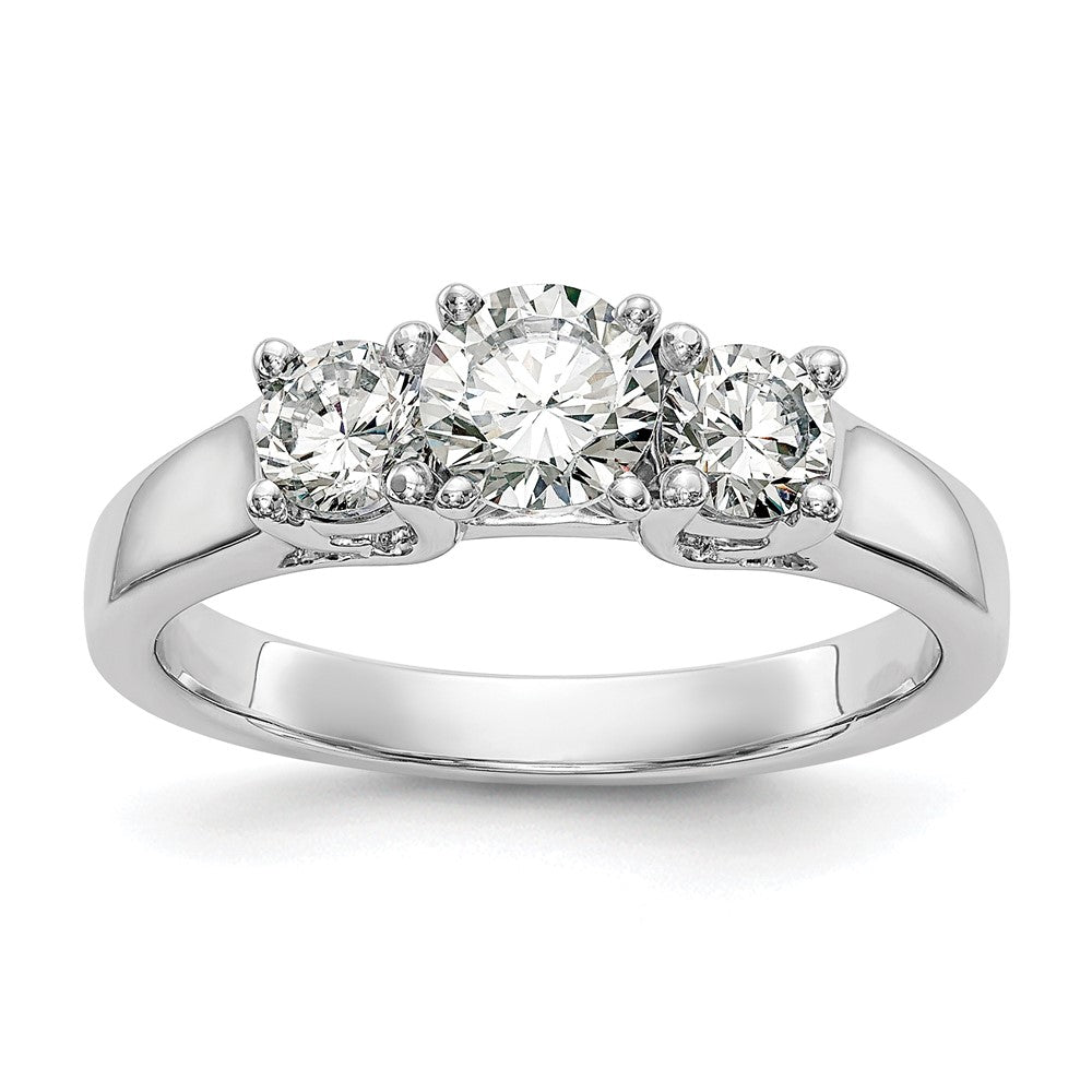 14K Weißgold Verlobungsring mit Halo und rundem simuliertem Diamanten