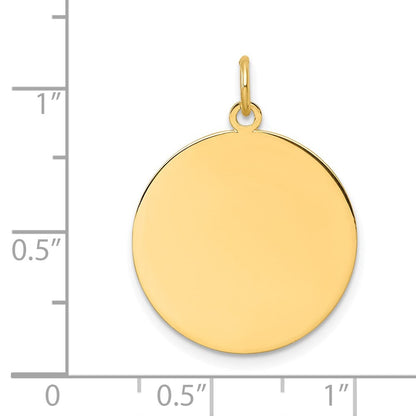 14K Gelbgold Schlicht Rund Gravierbar Plättchen Charm