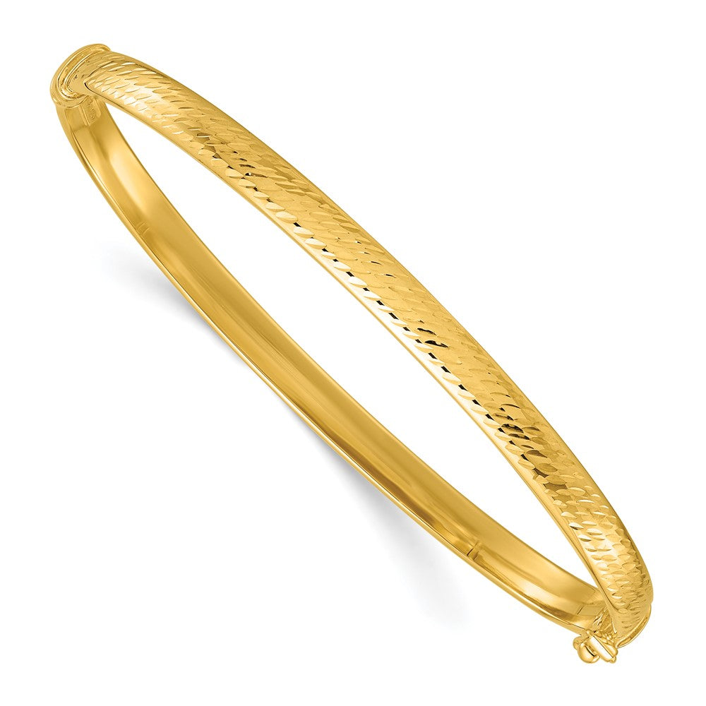 14K Gelbgold Poliert und Diamantiert 4.75mm Klappbar Oval Armreif Armband