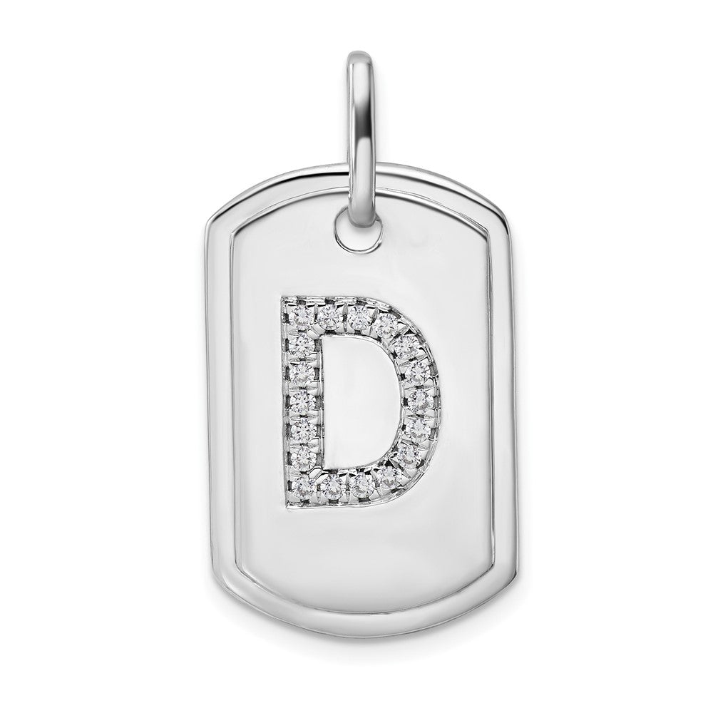 14K Weißgold Diamant-Erkennungsmarken-Charm mit Buchstabe D