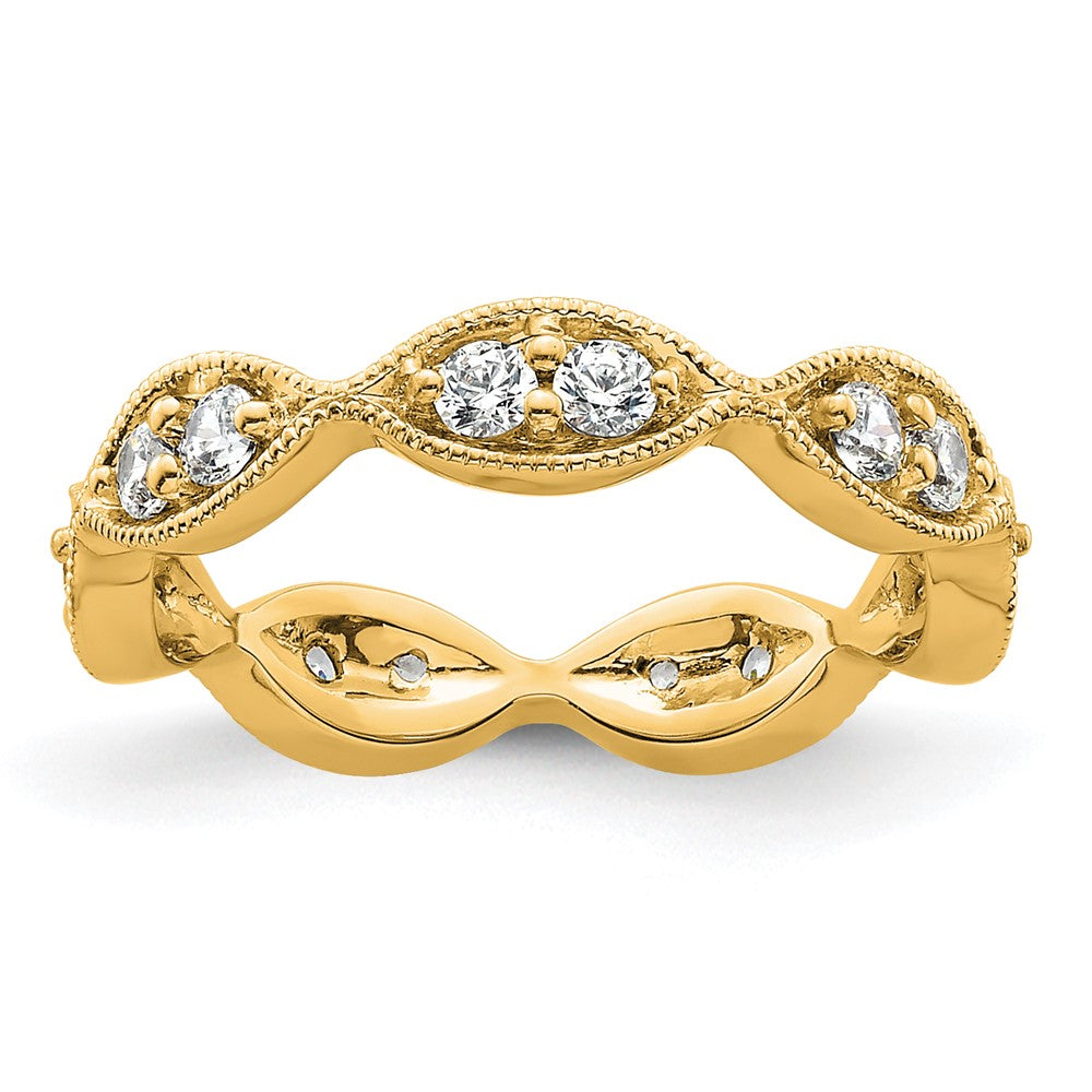 14K Gelbgold Poliert Größe 4.5 Vintage Pavé 1/2 Karat Diamant Komplett Memoire Ehering Ring