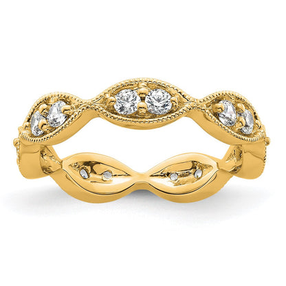 14K Gelbgold Poliert Größe 4.5 Vintage Pavé 1/2 Karat Diamant Komplett Memoire Ehering Ring
