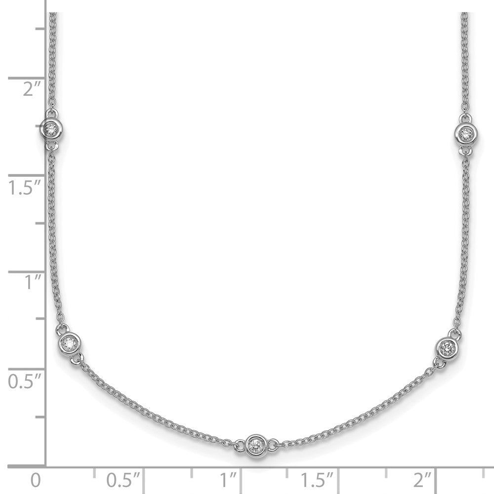 14K Weißgold Komplett 1/5 Karat Zargenfassung-set Diamant und Ankerkette Kette 13-station 16 Zoll Halskette