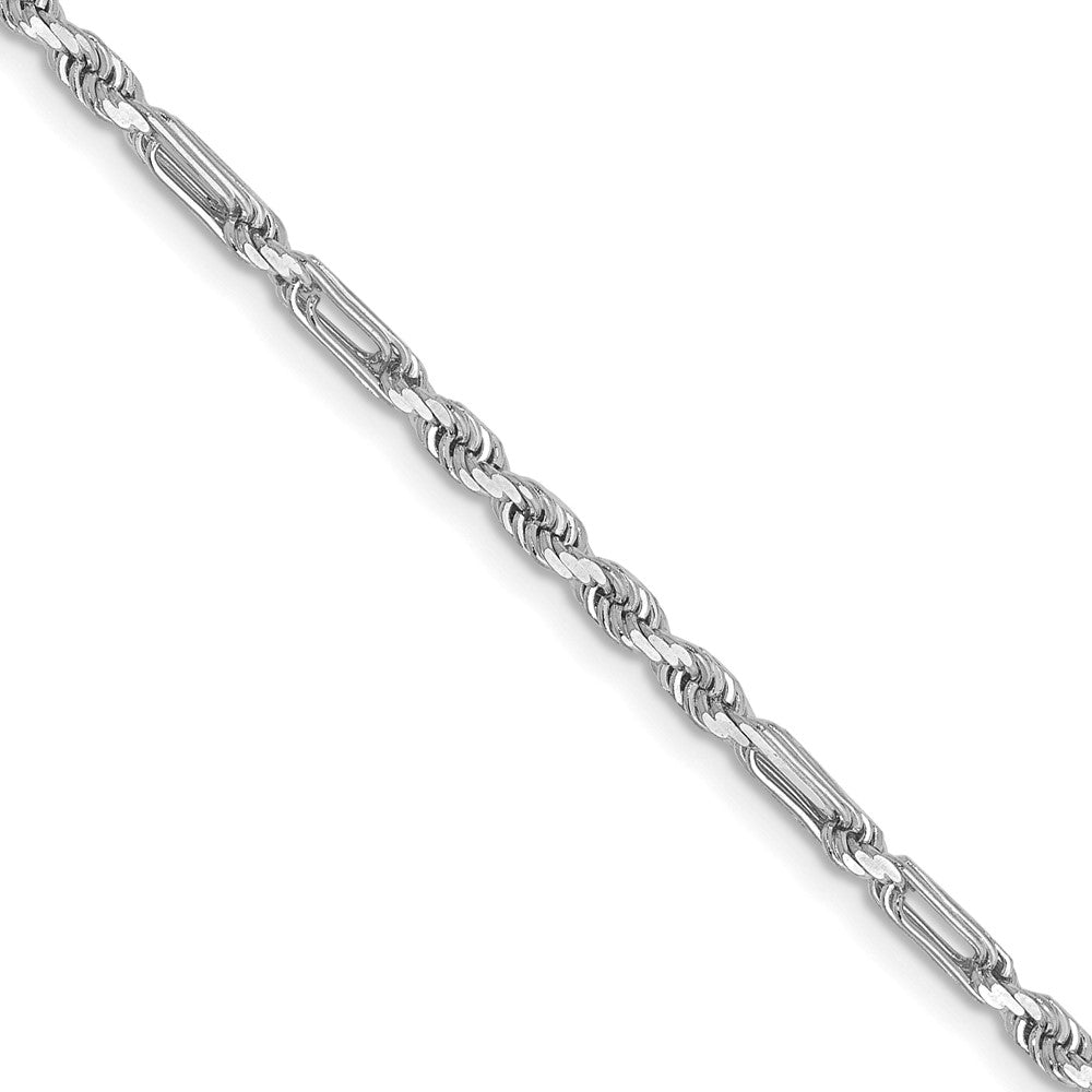 14K Weißgold 2.5mm Diamantiert Milano Kordel Halskette