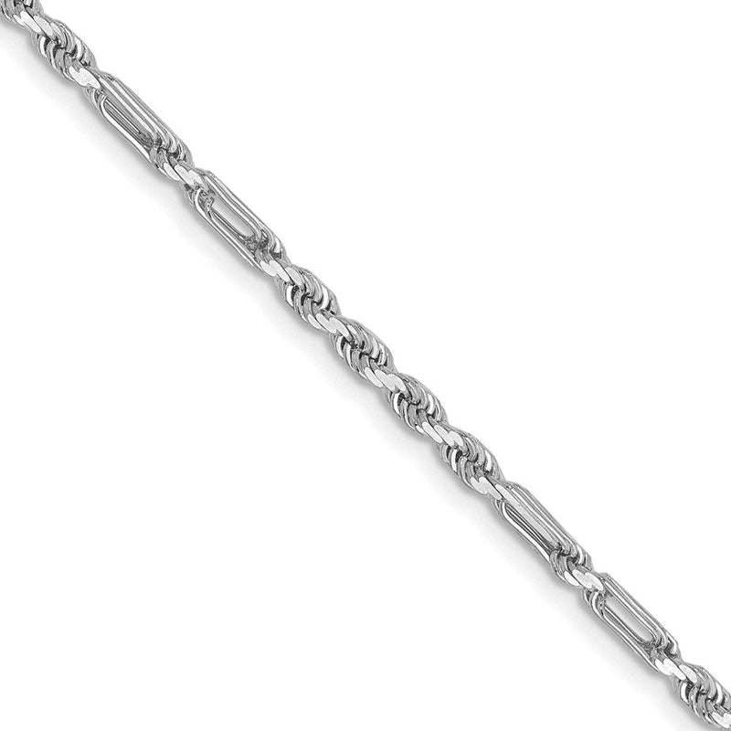 14K Weißgold 2.5mm Diamantiert Milano Kordel Halskette