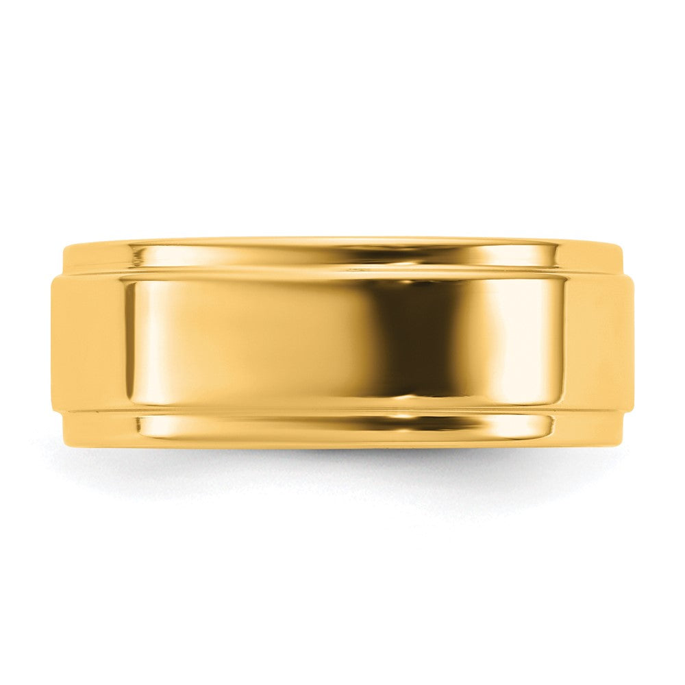 14K Gelbgold 7 mm flacher Ehering mit Stufenkante
