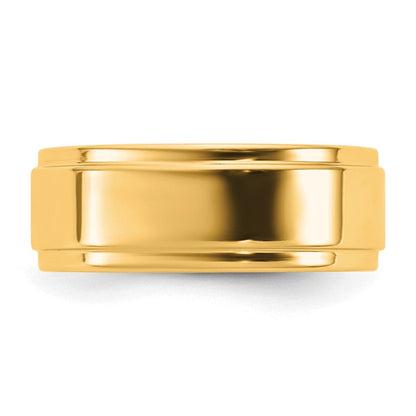 14K Gelbgold 7 mm flacher Ehering mit Stufenkante