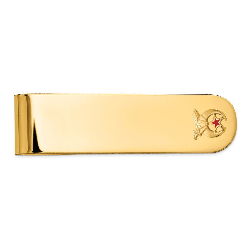 14K Gelbgold Herren Poliert und Strukturiert mit Rot Emaille Freimaurer Shriner Klein Geldklammer