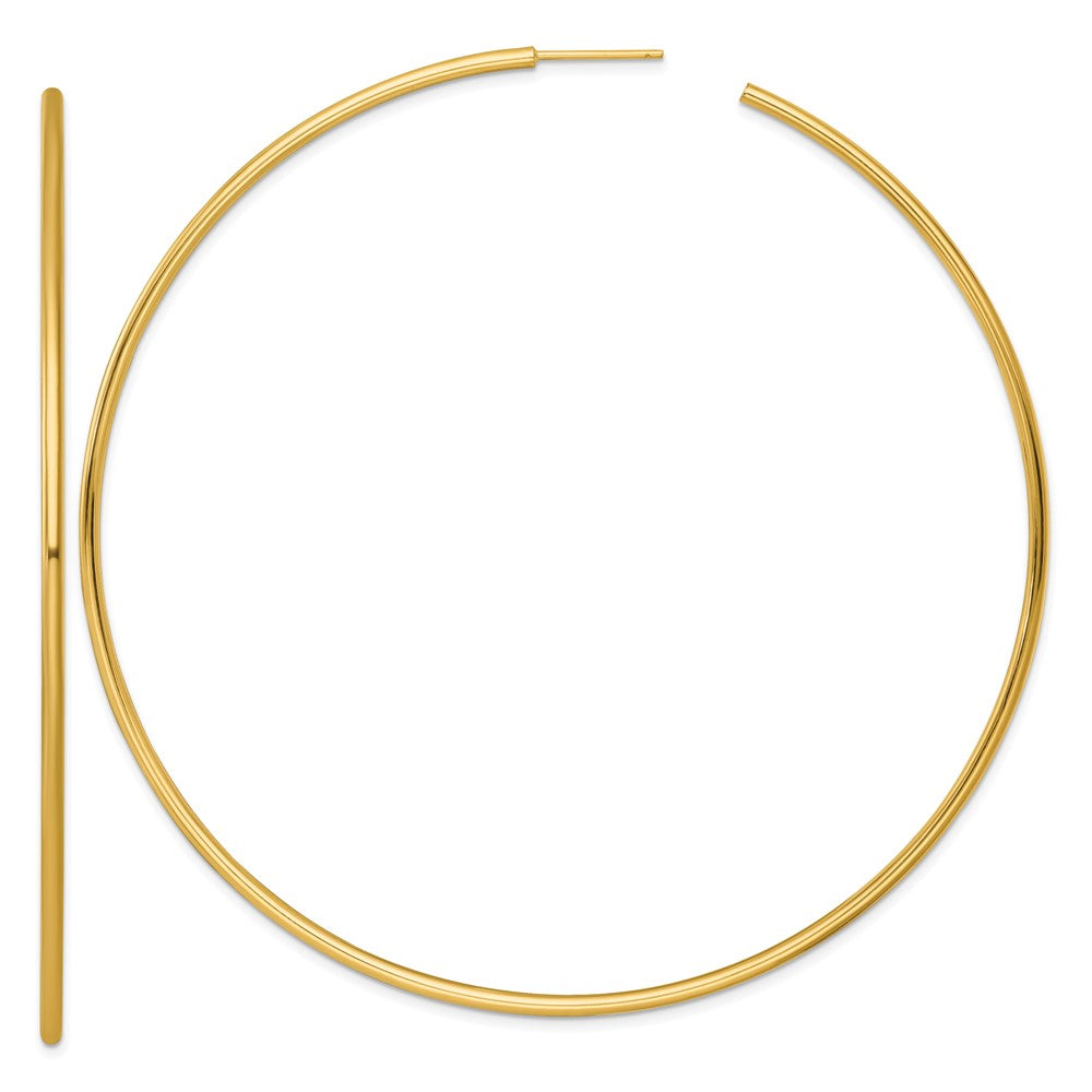 14K Gelbgold Poliert 2.0 X 90mm Röhre C-hoop Ohrstecker