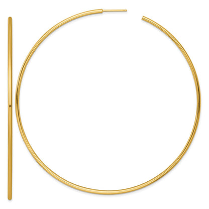 14K Gelbgold Poliert 2.0 X 90mm Röhre C-hoop Ohrstecker