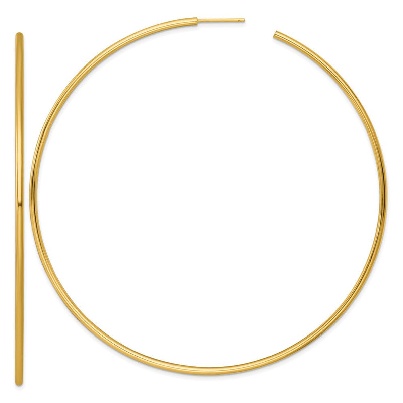 14K Gelbgold Poliert 2.0 X 90mm Röhre C-hoop Ohrstecker