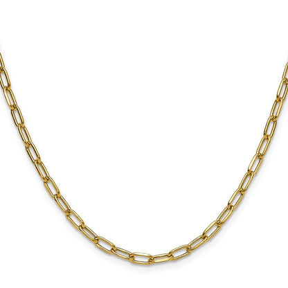 14K Gelbgold 3.7mm Halbmassiv Abgeschrägt Büroklammer Halskette