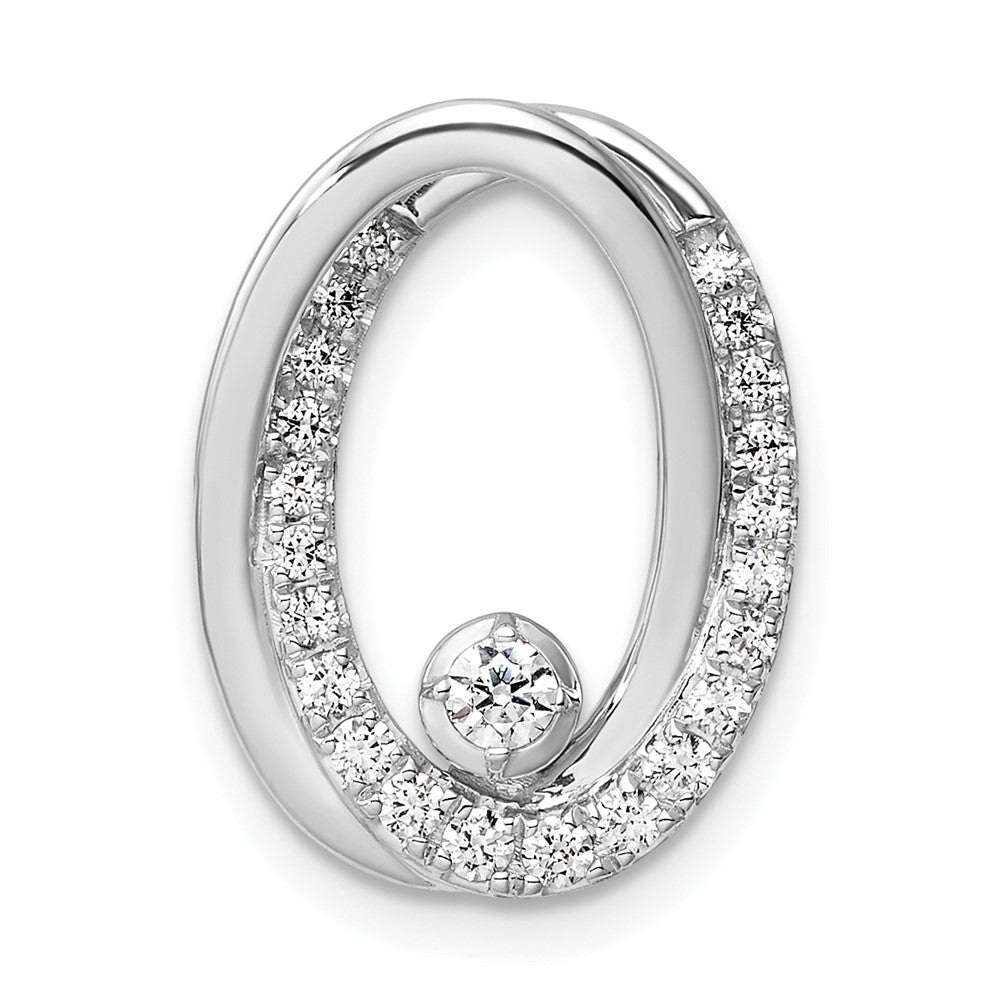 14K Weißgold Poliert 1/3 Karat Diamant Doppelt Oval Kette Anhänger