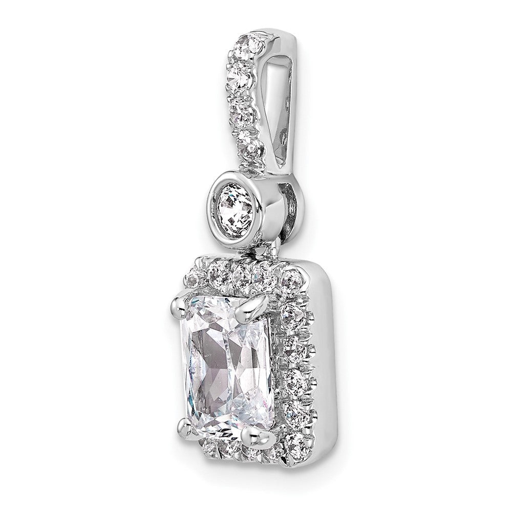 14K Weißgold Anhänger mit 2 Karat Labor-gezüchtetem Diamant VS+ F+ im Radiant-Schliff, komplettes Halo-Design