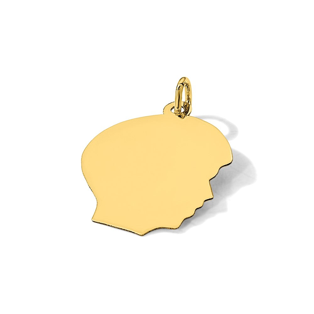14K Gelbgold Schlicht Mittel Zugewandt Right Gravierbar Junge Kopf Charm