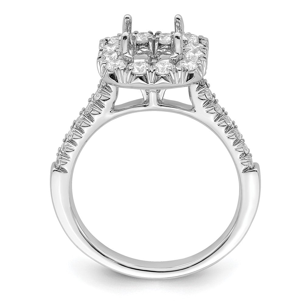 14K Weißgold Heiligenschein (holds 1.5 Karat (6.25mm) Asscher-cut Mittig) 3/4 Karat Diamant Halbfassung Verlobungsring
