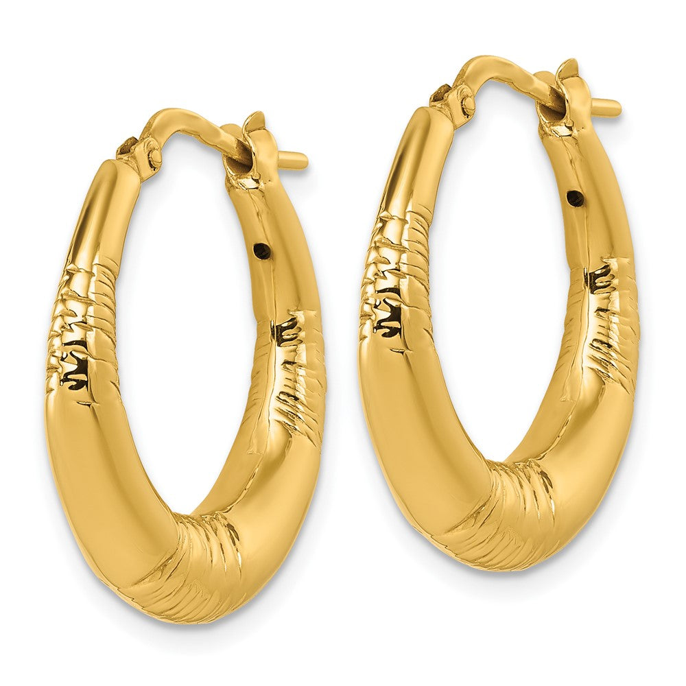 14K Gelbgold Poliert und Strukturiert 4.6mm X 23mm Gewölbt Rund Creolen