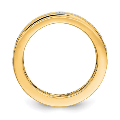 14K Gelbgold Poliert 3ct Kanalfassung Set Diamant Memoire Ehering Ring