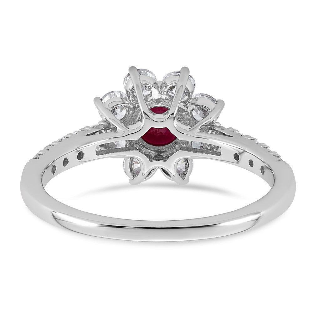 14K Weißgold Vs/si G+ Im Labor Gezüchtet Diamant und Aaa Qualität Echt Rubin Ring