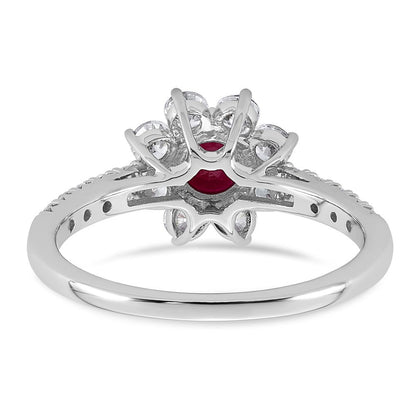 14K Weißgold Vs/si G+ Im Labor Gezüchtet Diamant und Aaa Qualität Echt Rubin Ring