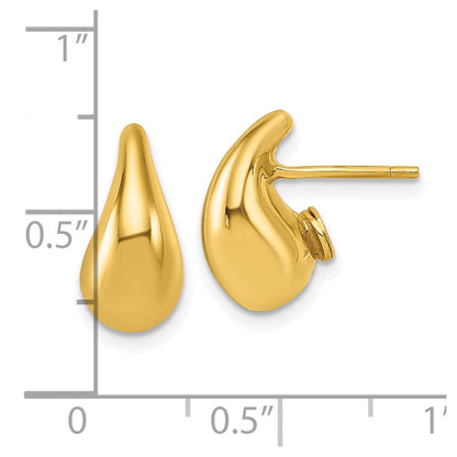 14K Gelbgold Poliert 3d Gebogen Gewölbt Tropfen Ohrstecker