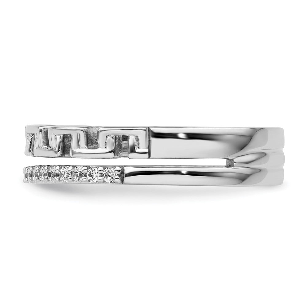 14K Weißgold Modering mit poliertem Diamant und Doppelehering