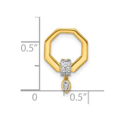 14K Gelbgold Poliert 1/15 Karat Diamant Octagon Kette Anhänger